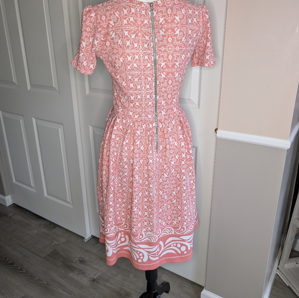 LuLaRoe Coral and White Amelia Midi Fit-and-Flare DressLur - Picture 5 of 6